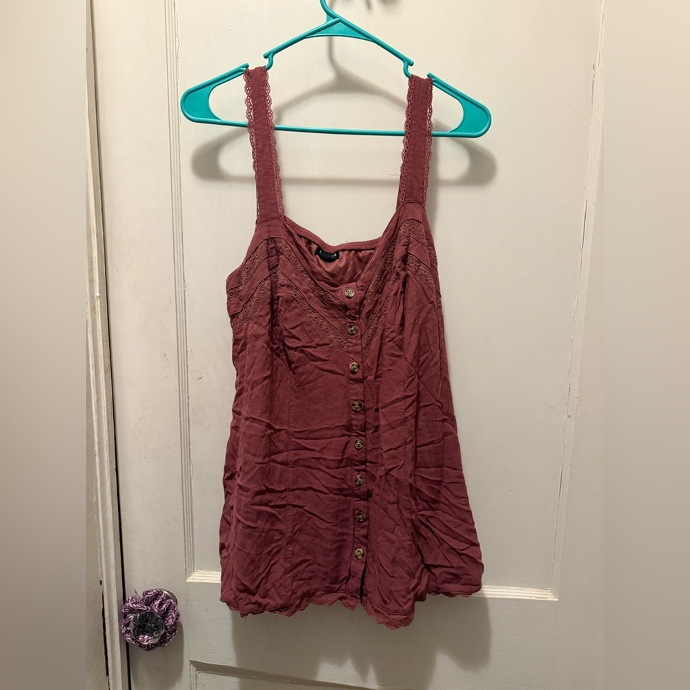 Torrid Women's Sleeveless Button-Down Tank Top - Rust Color